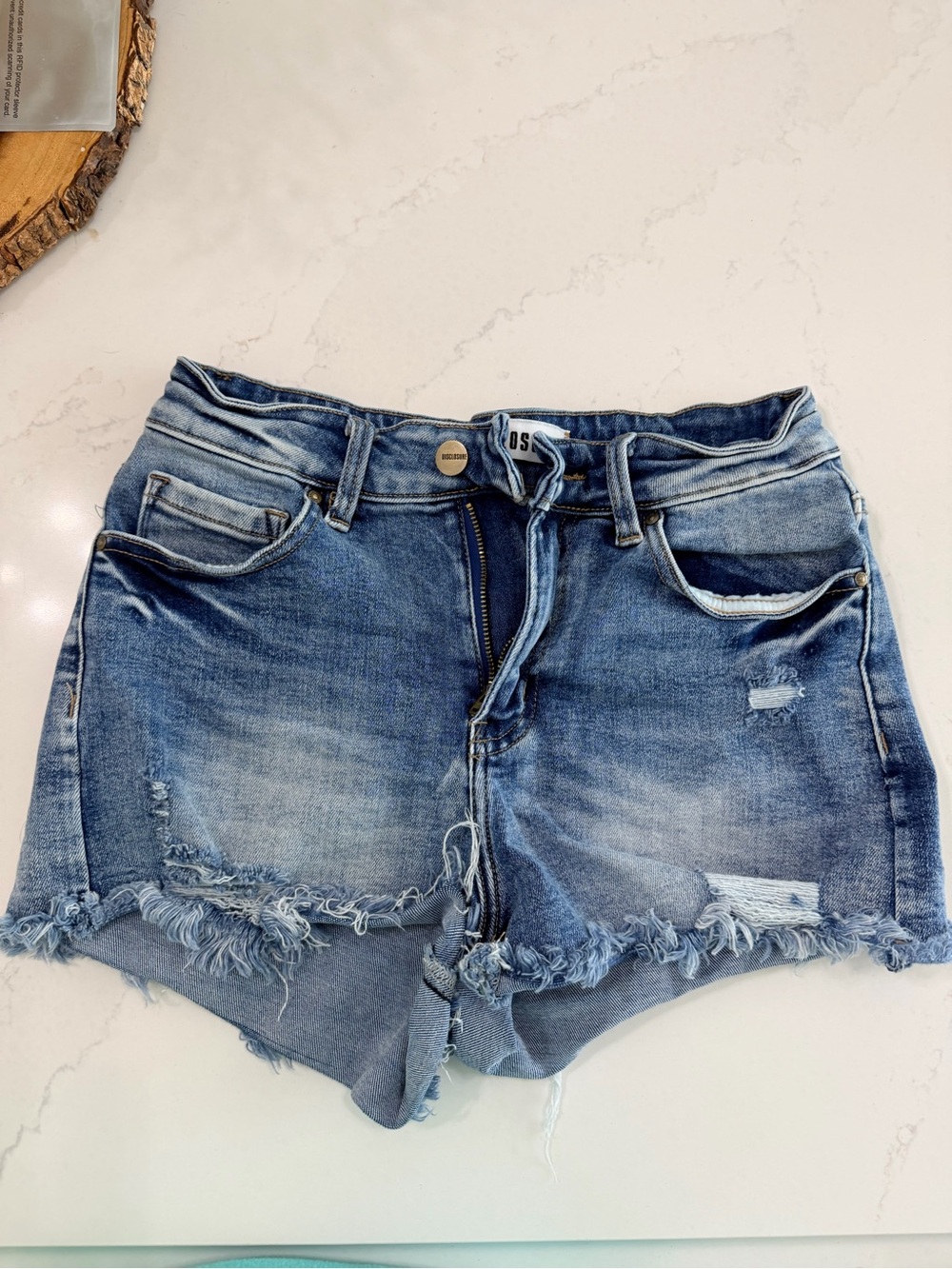 Classic Distressed Denim Shorts - Blue